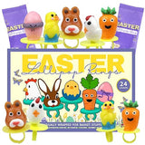 Easter Candy 3D Lollipop Rings, Individually Wrapped Bunny Chick Carrot Shaped Suckers, Basket Stuffers, 24 Pieces, 8.47 Ounces