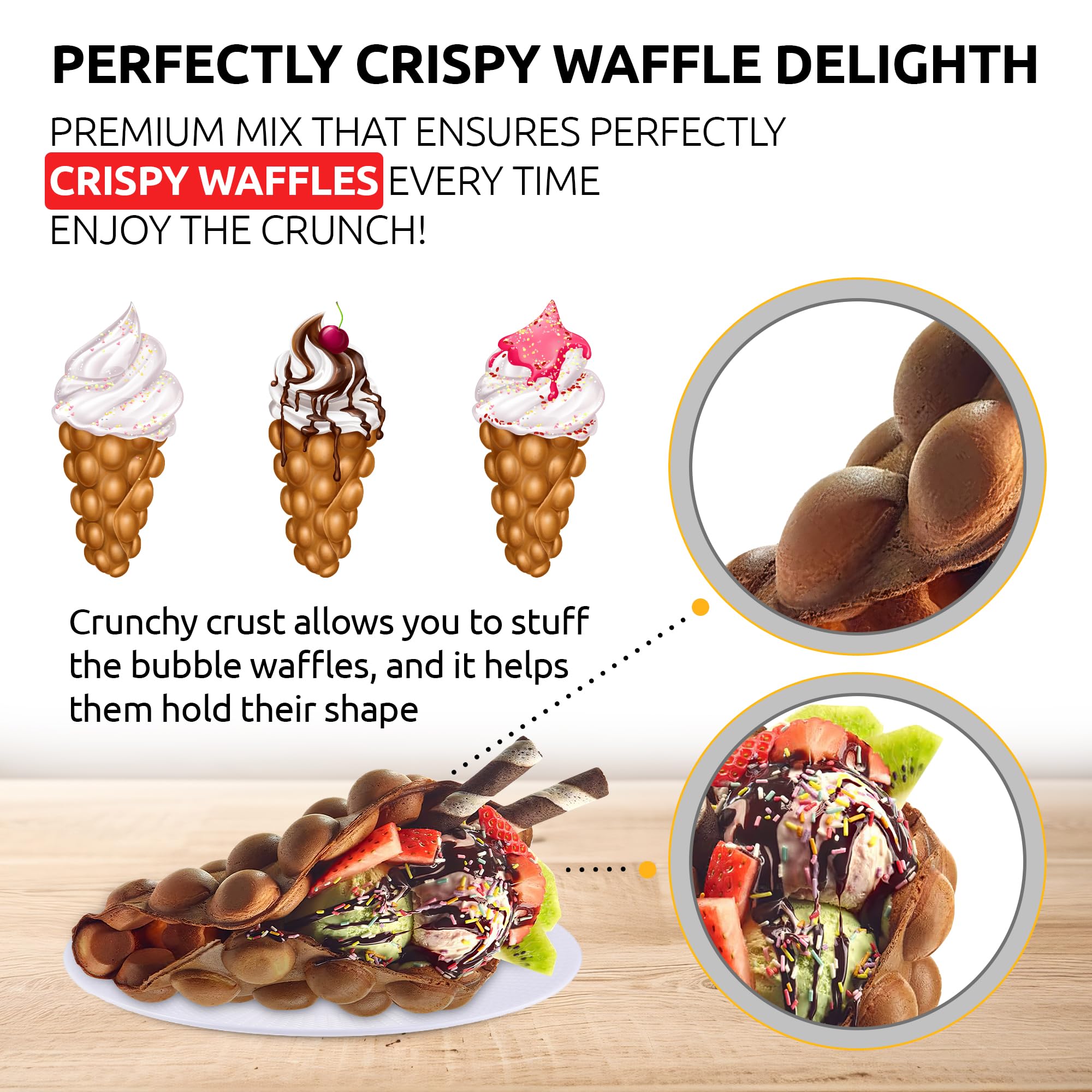 OldSoul Professional Bubble Waffle Mix | Crispy | 10 Lbs | Chocolate Flavor | Egg Waffle Mix | 56 Waffles (10 Lbs, Traditional)