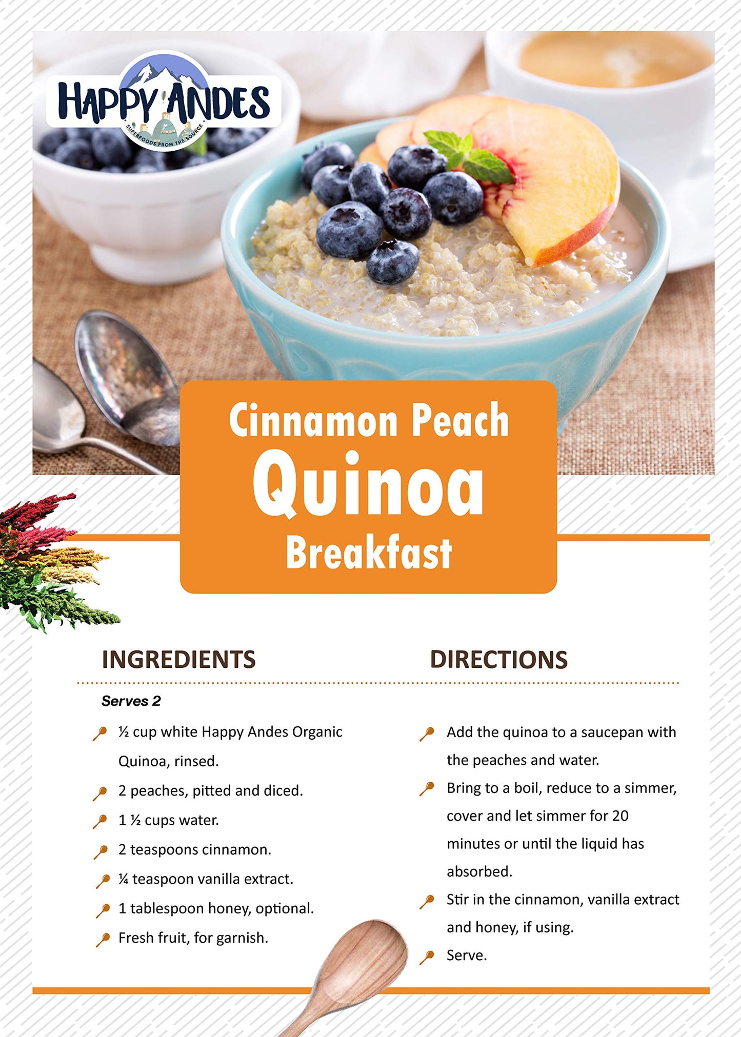Happy Andes Tri-Color Organic Whole Grain Quinoa Non-GMO, Non Gluten, Ready to Cook Food for Oats & Seeds Recipes, Healthy Meal with Vitamins & Protein, Best Value, 3 lb