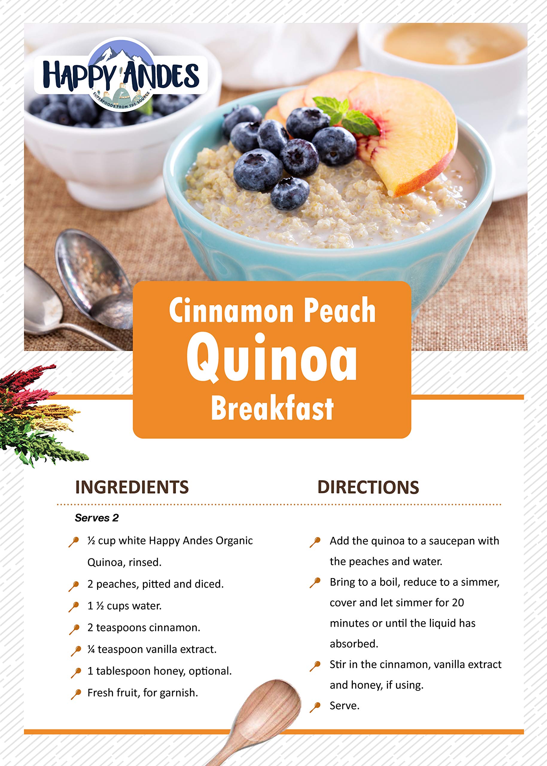 Happy Andes Tri-Color Organic Whole Grain Quinoa Non-GMO, Non Gluten, Ready to Cook Food for Oats & Seeds Recipes, Healthy Meal with Vitamins & Protein, Best Value, 3 lb
