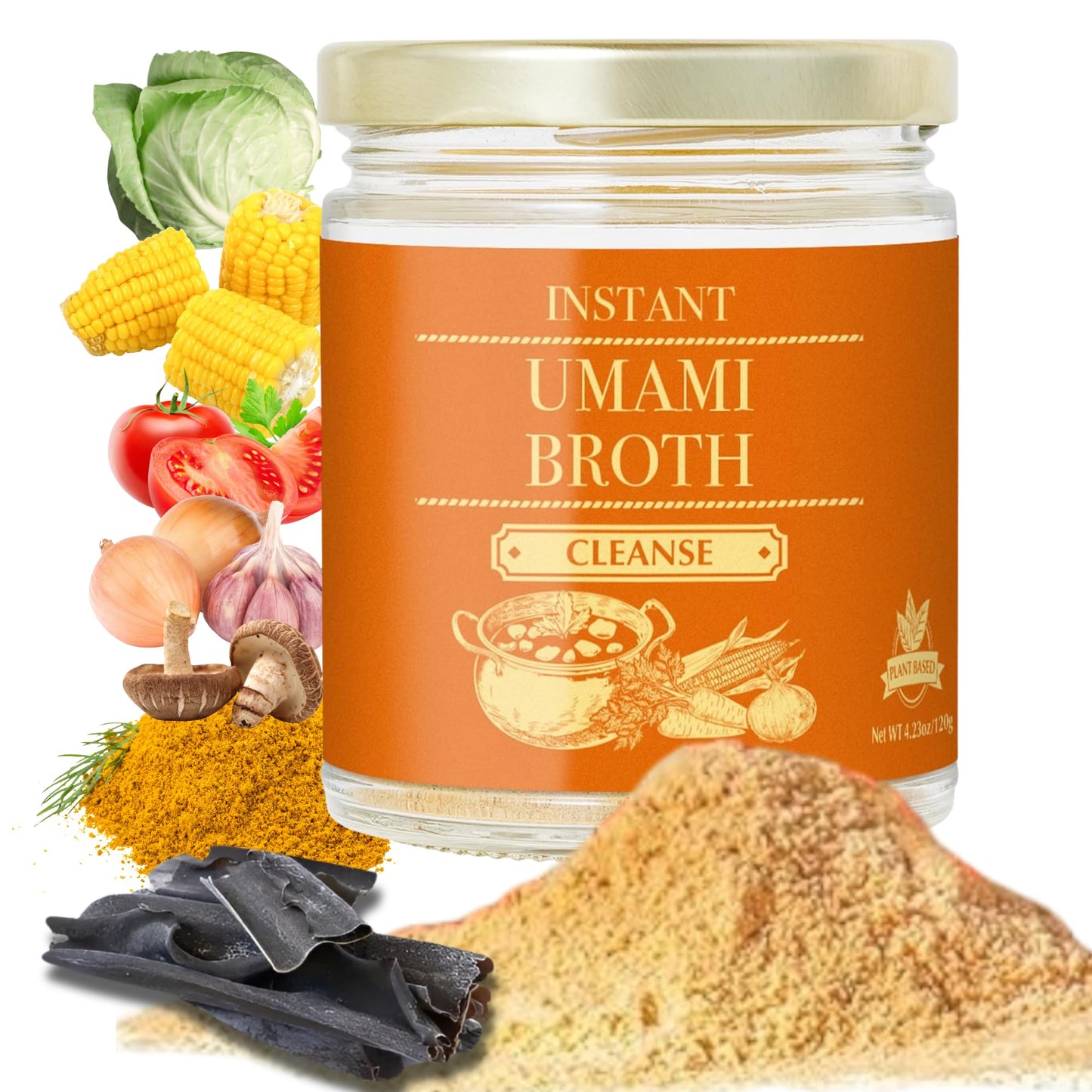 Instant Umami Broth Powder Cleanse 4.23oz (120g) by Aki Foods Japan - Natural Kombu & Vegetable Broth | No MSG, No Artificial Additives, Plant-Based