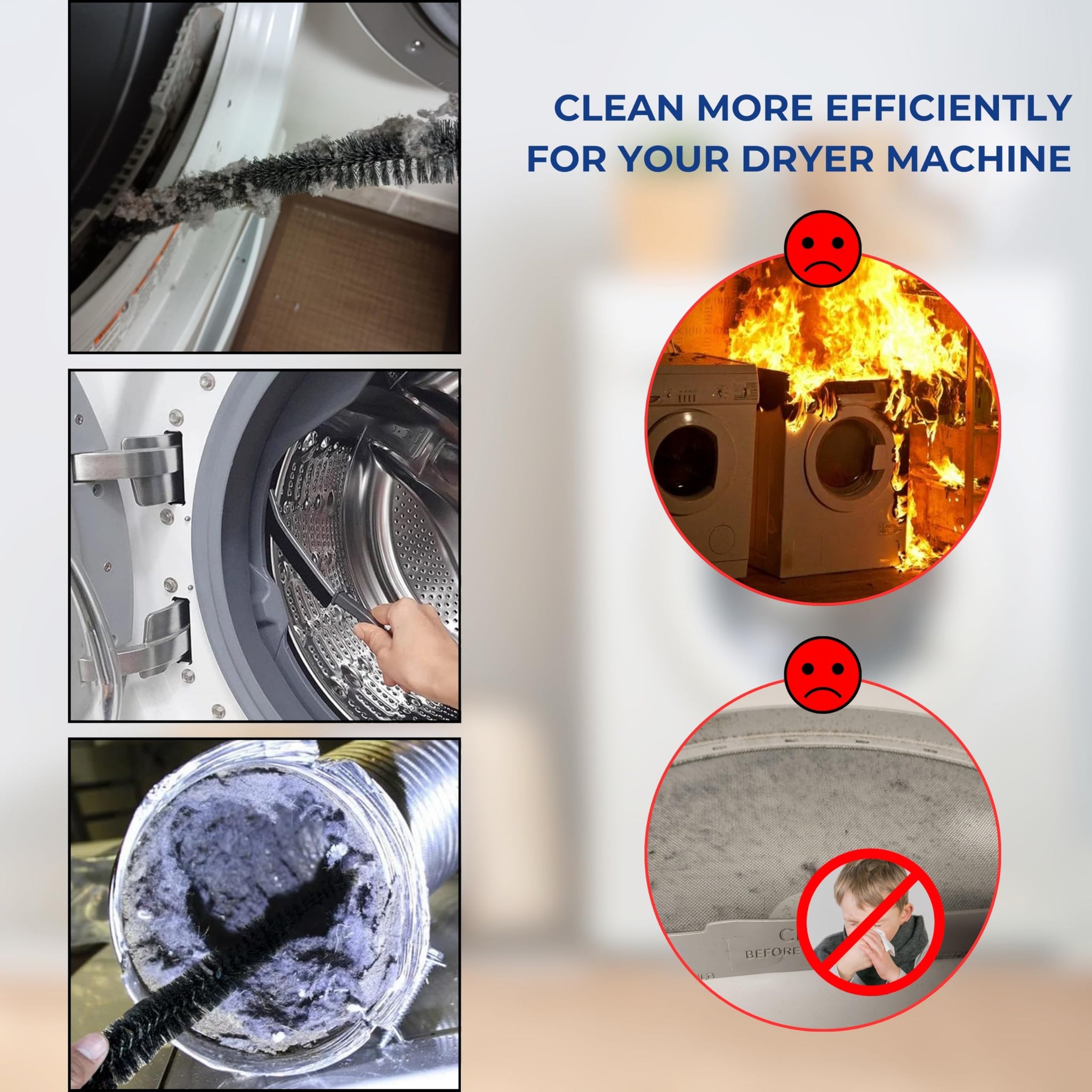 Dryer Lint Brush Vent Cleaner Extra Long Flexible - Dryer Vent Cleaner Brush & Lint Trap Removal Tool, Lint Brush for Dryer, Dryer Lint Trap Brush