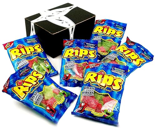 Rips Strawberry & Green Apple Bite-Size Licorice Pieces, 4 oz Bags in a Gift Box (Pack of 6)