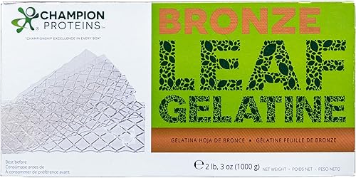Bronze Leaf Gelatin Sheets, 300 Sheets, 150 Bloom, Champion Leaf Gelatine, 1/KG (2.2/Lbs) [100% USA Owned Family Business]
