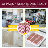 ELIVARA Kitchen Sponges - 12 Pack - Non-Scratch Dual-Sided Cellulose Scrub Sponges for Dishes, Pots, and Pans - Durable, Absorbent, and Reusable