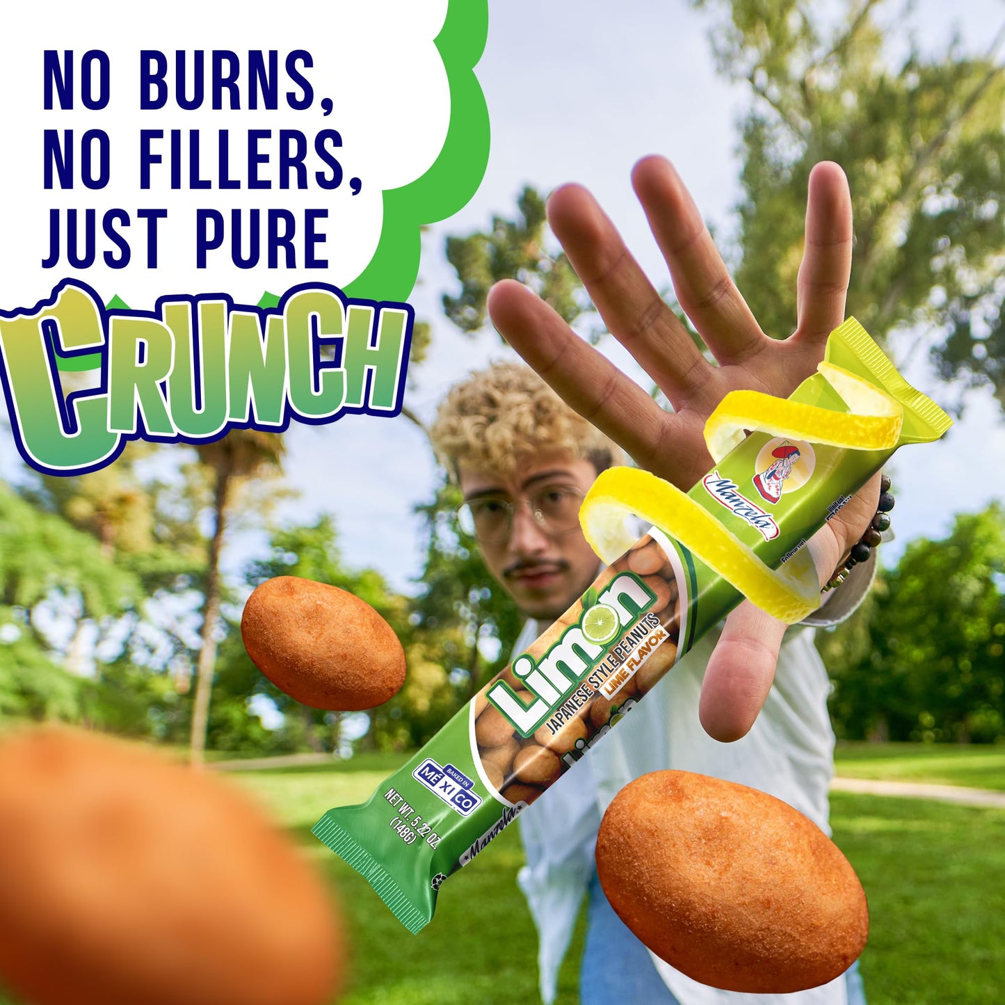 Manzela Japanese-Style Peanuts Lime Flavor | Crunchy Shell with Tangy Citrus Twist, Mexican Snack Perfect with Drinks, Lightly Salted Peanuts, Size 10