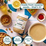 Soom Foods Organic Tahini 16oz (1 Pack) | Roasted & Ground Sesame Seed Paste | Creamy Tahini for Dubai Chocolate, Hummus, Sauces | Vegan, Nut-Free