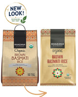 Authentic Organic Brown Basmati Rice by Khazana in 10 lb Bag - Aromatic and Flavorful Indian Grain - Non-GMO, Gluten Free, Kosher, Cholesterol Free