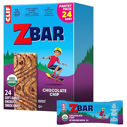 Zbar - Chocolate Chip - Soft-Baked Energy Snack Bars - Non-GMO - 12g Whole Grains - USDA Organic Granola Bars - Snacks for Kids (24 Pack)