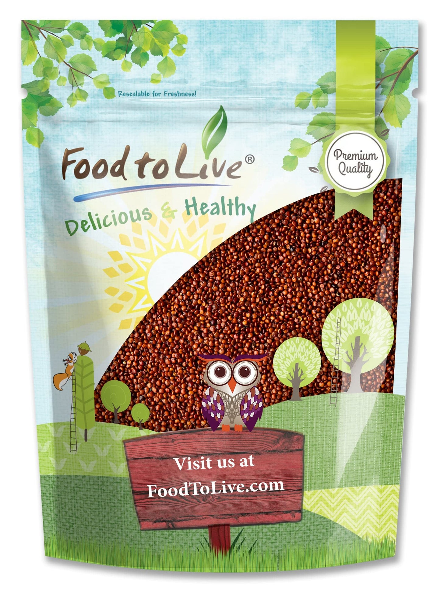 Food to Live Red Quinoa, 1.5 Pounds Ancient Whole Grain Seeds, Raw, Sproutable, Kosher, Vegan, Sirtfood, Bulk. Quick-Cooking Perfect for Salads. Great for Vegetarian diets.