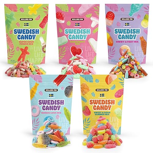 Assorted Swedish Candy Variety Pack - 1.6LB - Sweet & Sour Summer Mix, Super Sour Power, Nordic Love, Chewy Fizzy & Foam Party Gummies - Fruity, Tangy