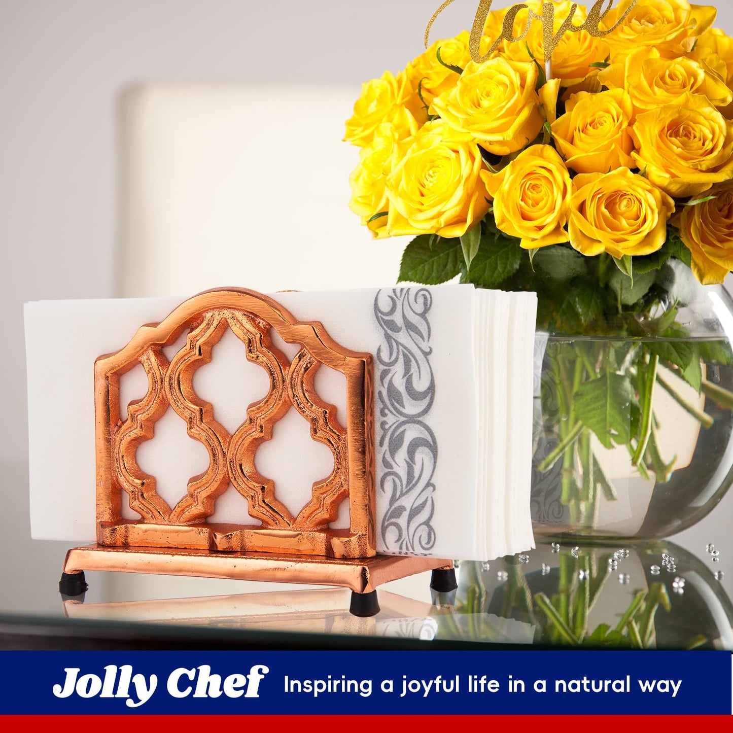 JOLLY CHEF 100 Disposable Hand Towels, Soft and Absorbent Linen Feel Dinner Napkin, Elegant Decorative Paper Guest Towels for Kitchen, Bathroom