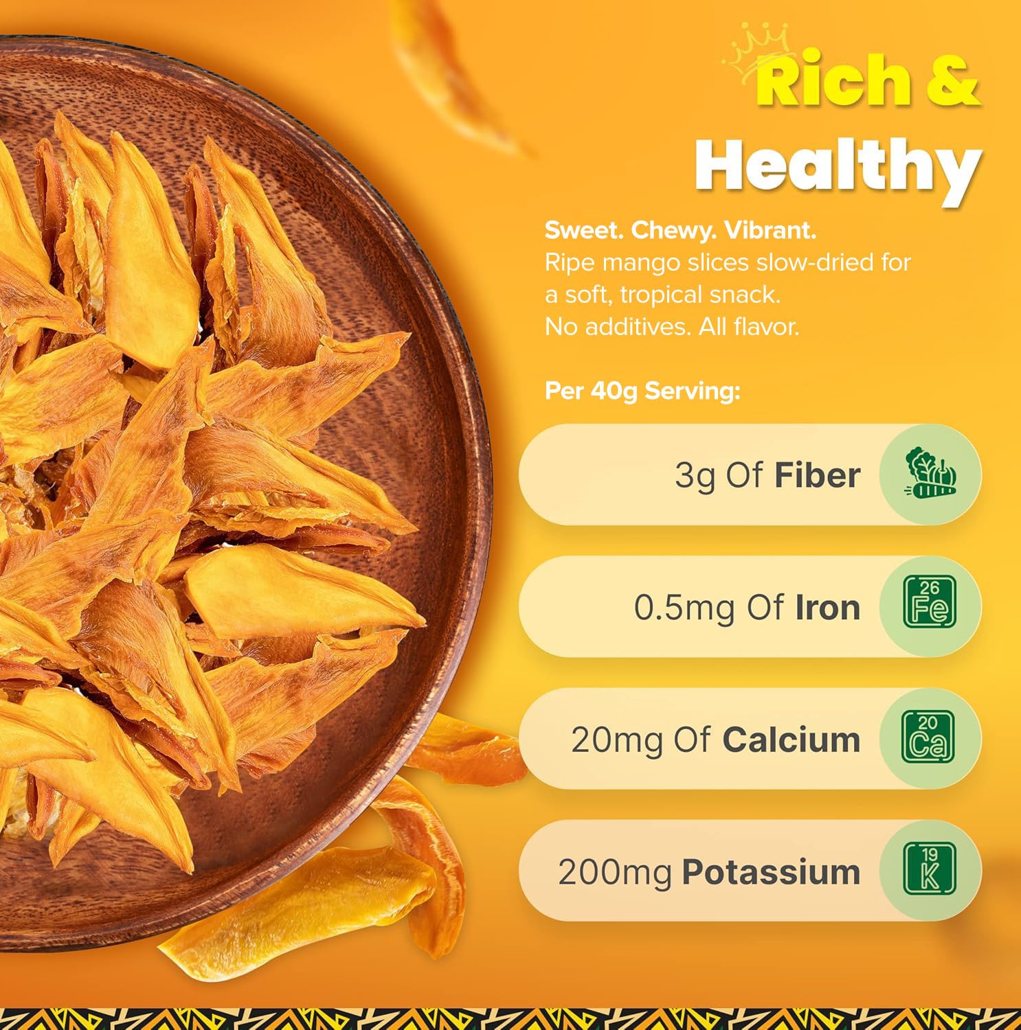 Organic Dried Mango Slices, No Sugar Added, 16oz - All-Natural, Non-GMO, Mouth-Watering Dried Mangoes - Preservative-Free, Nutritious & Delicious