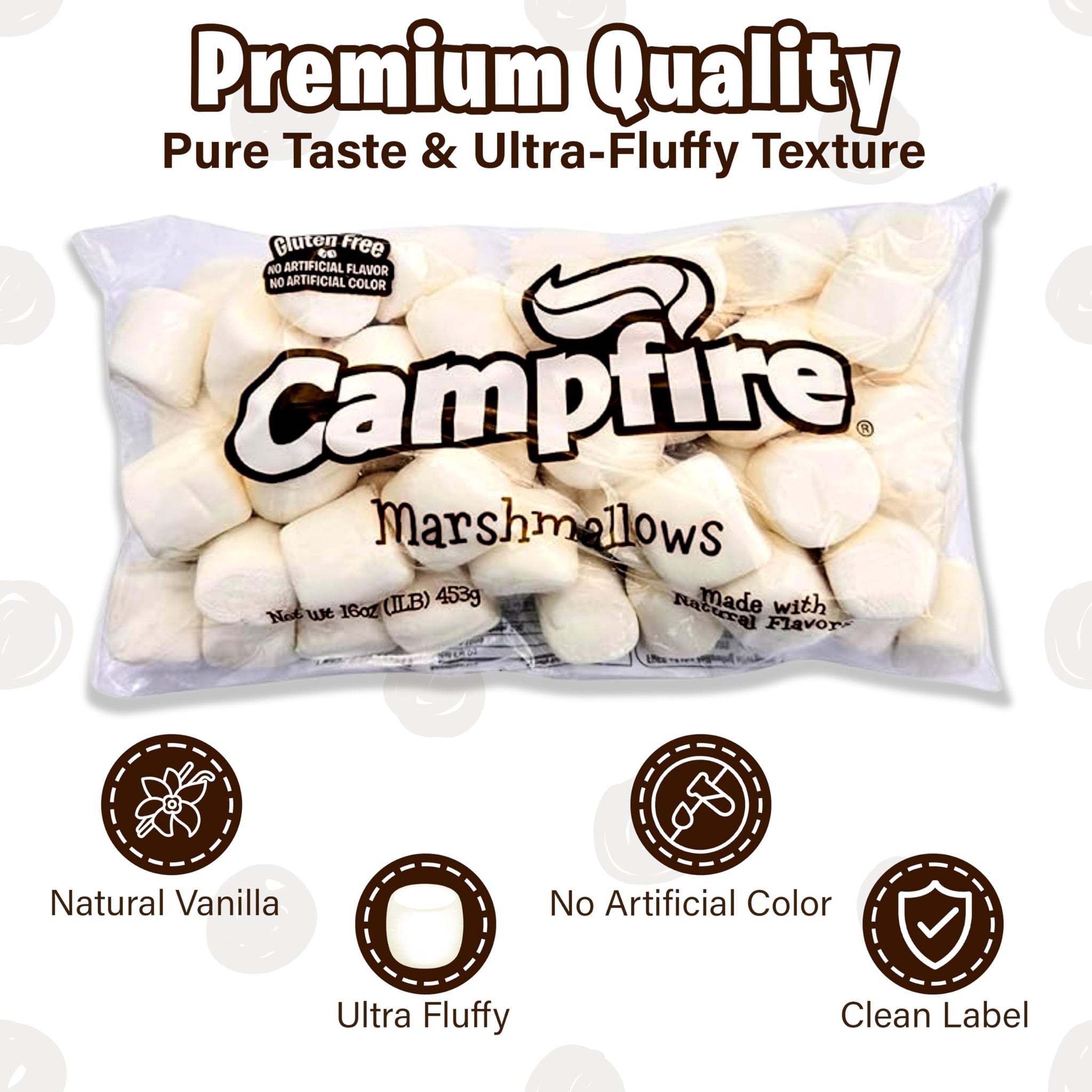 FireStix 3 Pounds of Campfire Large White Marshmallows - Made with Natural Vanilla, No Artificial Flavors - Great for Campfires, S'mores
