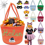 Personalized Halloween Basket Trick or Treat Bag Customized Name Custom Halloween Candy Buckets Gift for Boys Girls,Orange