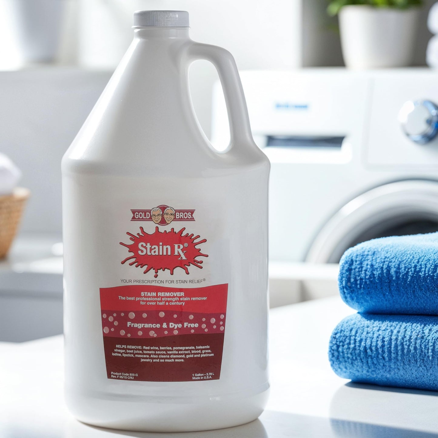Stain Rx Stain Remover, Effectively Eliminates Stains from Wine, Berries & Blood on Colorfast Fabrics, Carpets, Upholstery & Jewelry, Fragrance Bleach