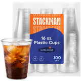 Crystal Clear Disposable Plastic Cups PET [100 Pack - 16 oz.]