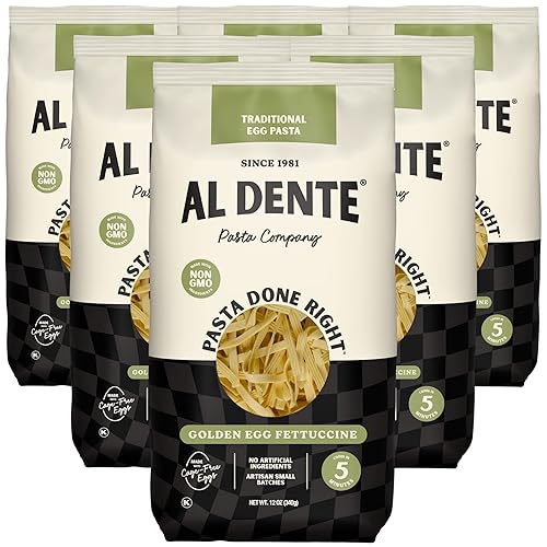 Al Dente Golden Egg Fettuccine - All-Natural, Hand-Crafted Egg Pasta. Traditional Pasta Noodles Made with Cage-Free Eggs and Semolina. Great