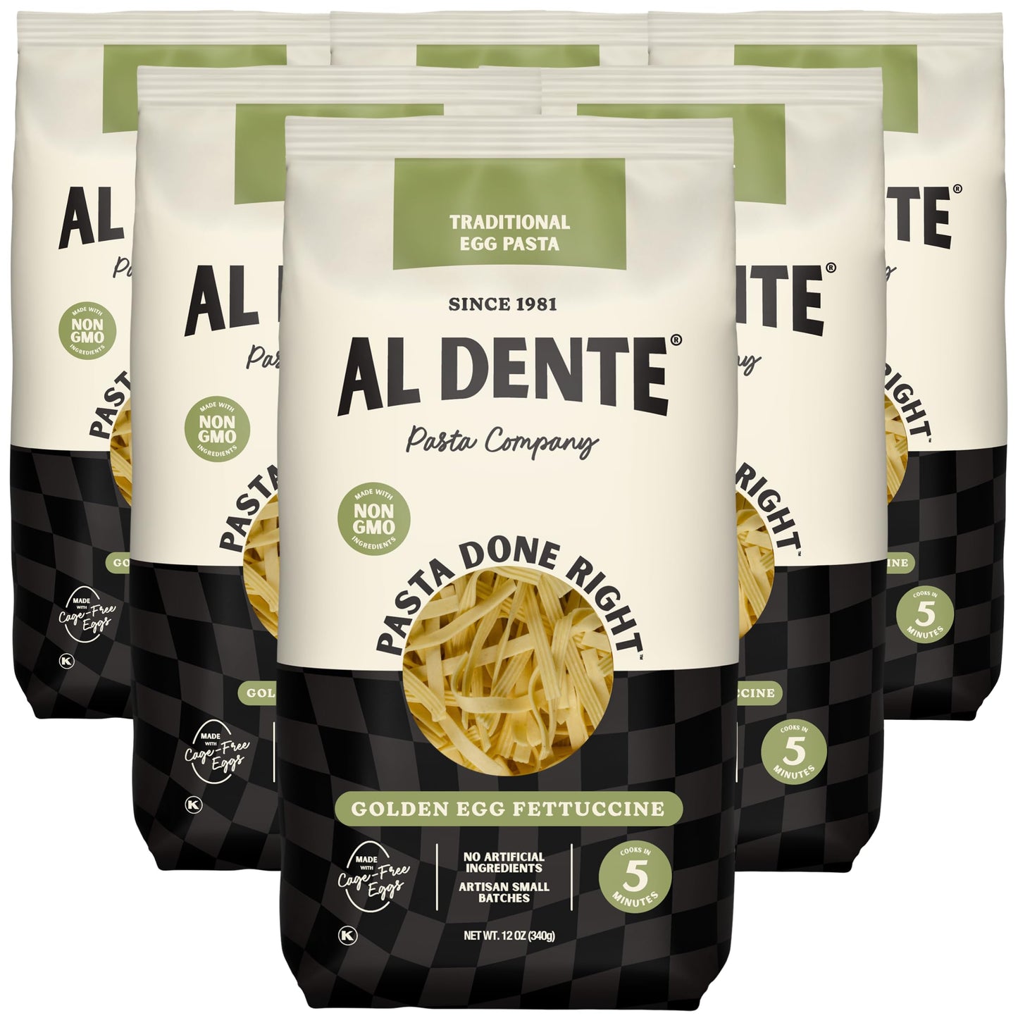 Al Dente Golden Egg Fettuccine - All-Natural, Hand-Crafted Egg Pasta. Traditional Pasta Noodles Made with Cage-Free Eggs and Semolina. Great