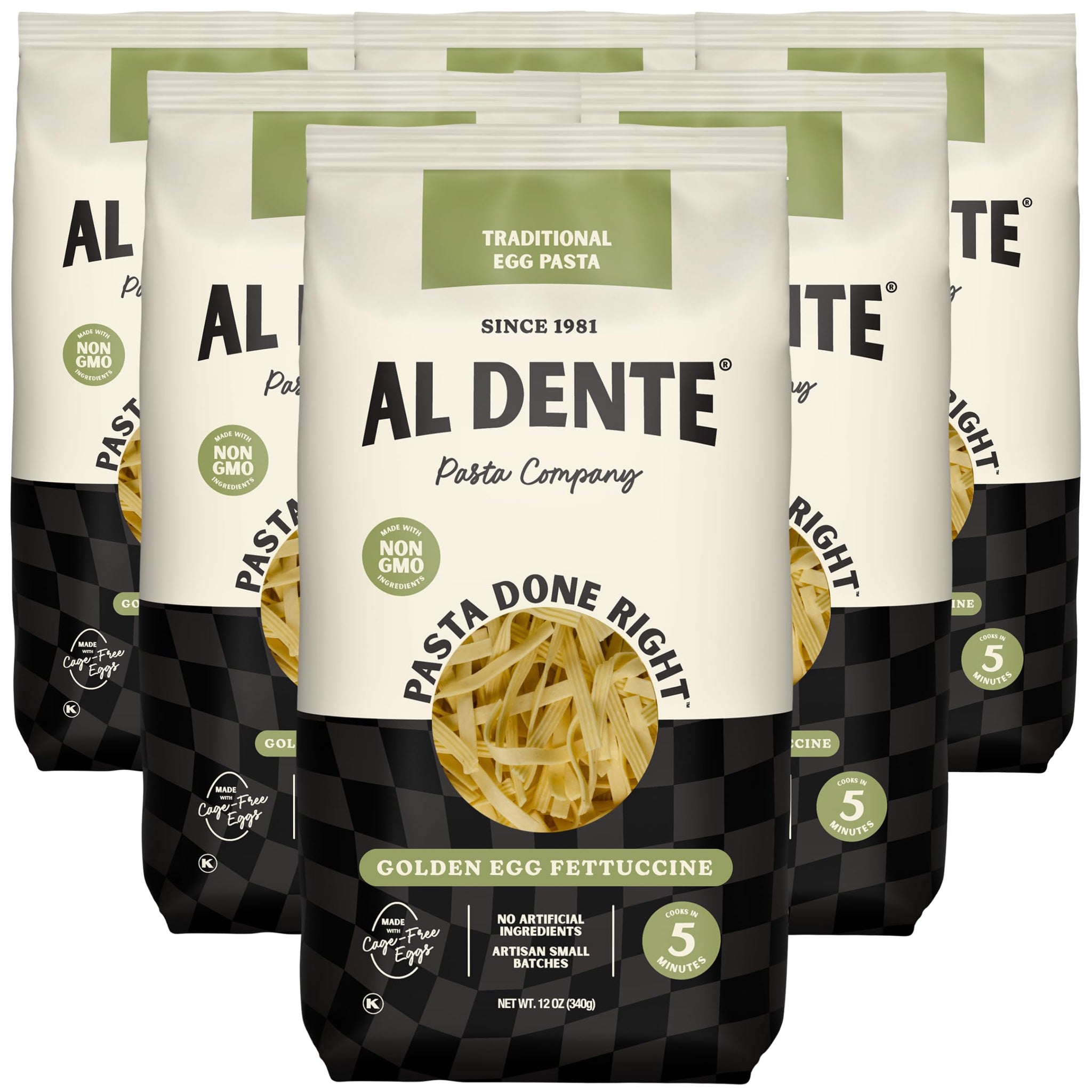 Al Dente Golden Egg Fettuccine - All-Natural, Hand-Crafted Egg Pasta. Traditional Pasta Noodles Made with Cage-Free Eggs and Semolina. Great