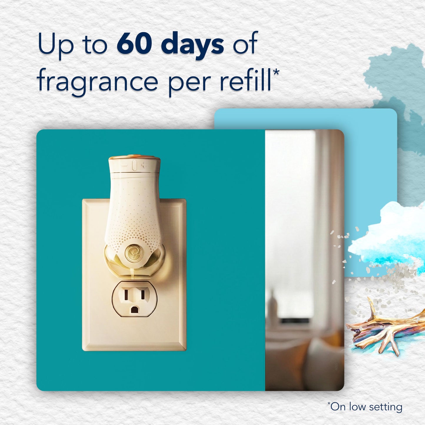 Glade PlugIns Refills Air Freshener, Scented and Essential Oils for Home and Bathroom, Sky & Sea Salt, 1.34 Fl Oz, 2 Count