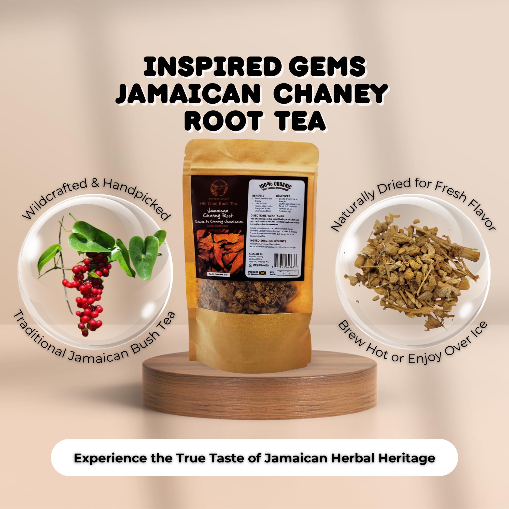 Jamaican Chaney Root - 4oz (2oz x 2-Pack) - Wildcrafted Loose Roots for Traditional Herbal Infusions & Culinary Use - Inspired Gems