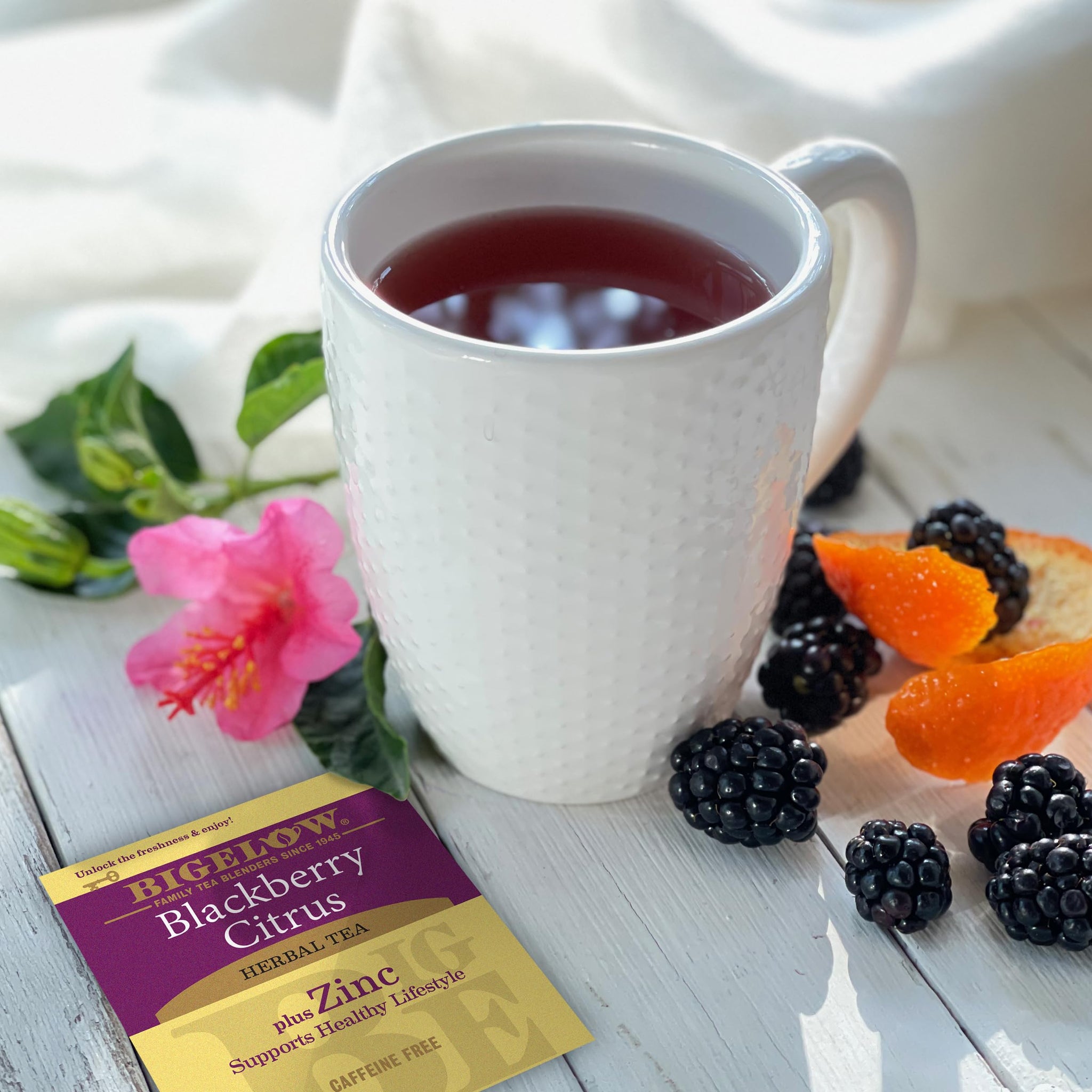 Bigelow Tea Blackberry Citrus plus Zinc Herbal Tea, Caffeine Free, 18 Total Tea Bags (Pack of 1)