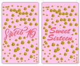 Pink 16th Birthday Miniatures Candy Bar Wrapper (Set of 60), Sweet 16 Mini Candy Bar Stickers, Sweet Sixteen Party Favors. Candy Not Included. Made in