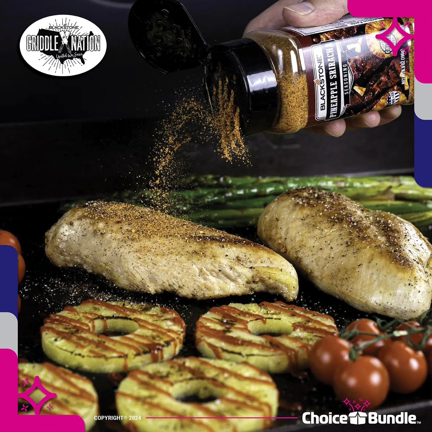 Blackstone Cajun, Pineapple Sriracha, Tequila Lime Seasoning - Gourmet Griddle Premium BBQ Barbecue Rub 3 Pk Choice Bundle (22.6 oz) + BBQ Guide