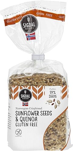 Sigdal Bakeri Gluten Free Sunflower Seeds & Quinoa Wholegrain Crispbread 8.29oz Bags - Pack of 12