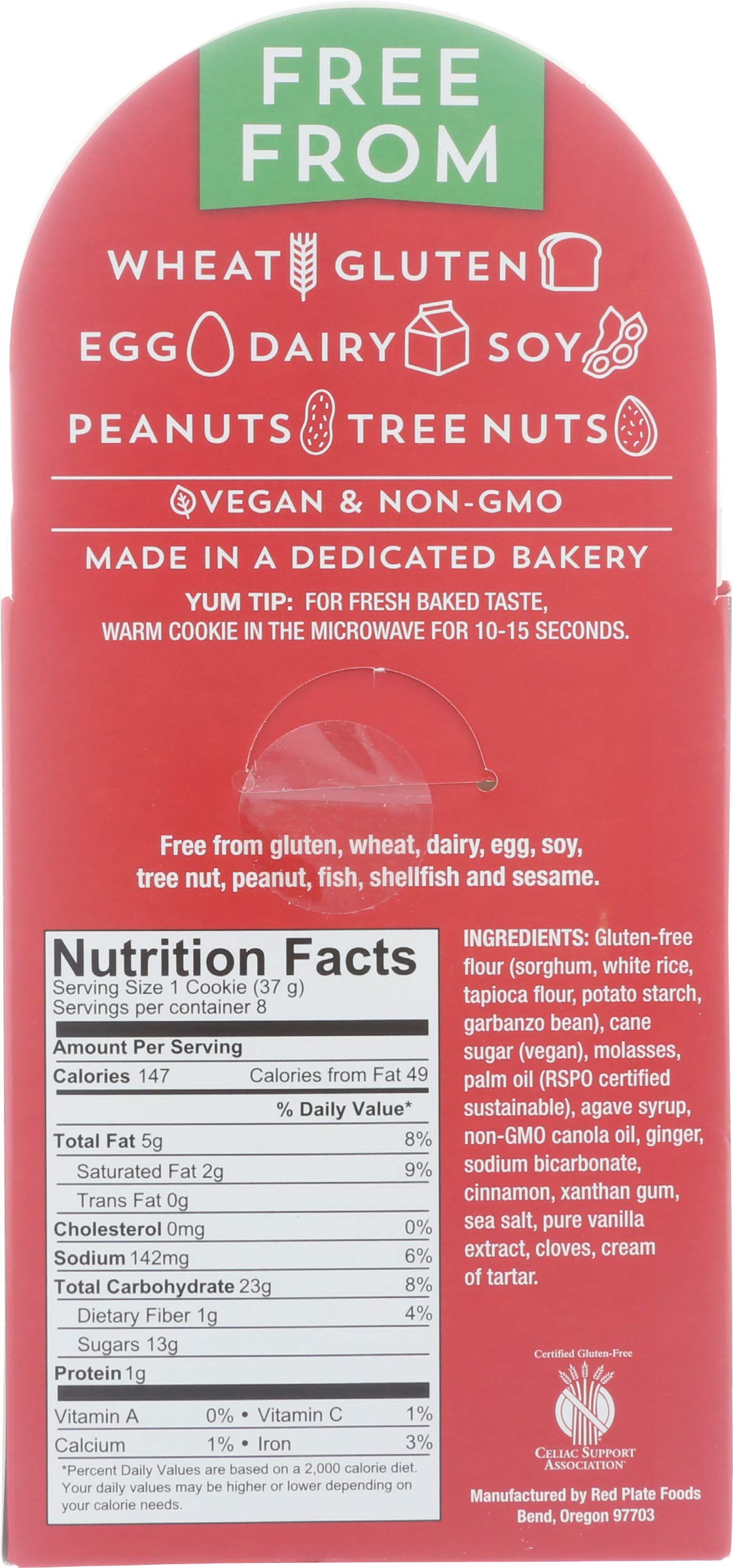 Red Plate Foods Ginger Cookies, 10.5 OZ