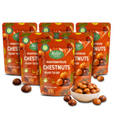 Roasted Chestnuts - Ready to Eat, Whole, Peeled & Cooked, Healthy Snack for Cooking & Baking, Vegan, Gluten Free - 3.5 oz (Pack of 6) - Nutjoi