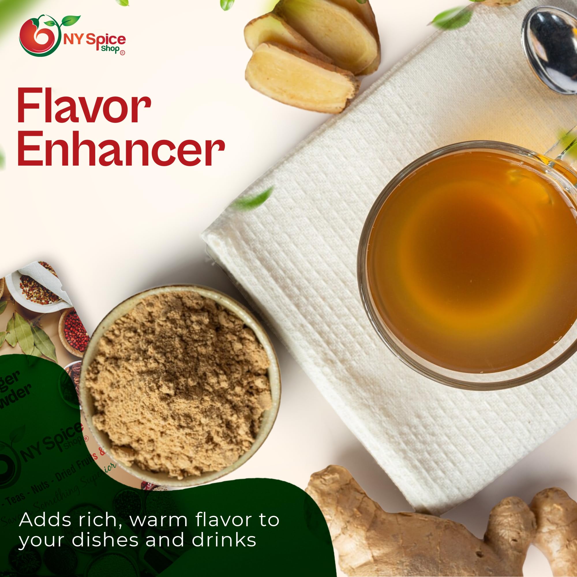 NY SPICE SHOP Ginger Powder - Ground Root - Great Flavor and Highly Aromatic Ground Root Powder - Perfect for Cooking, Baking Gingerbread, Smoothies