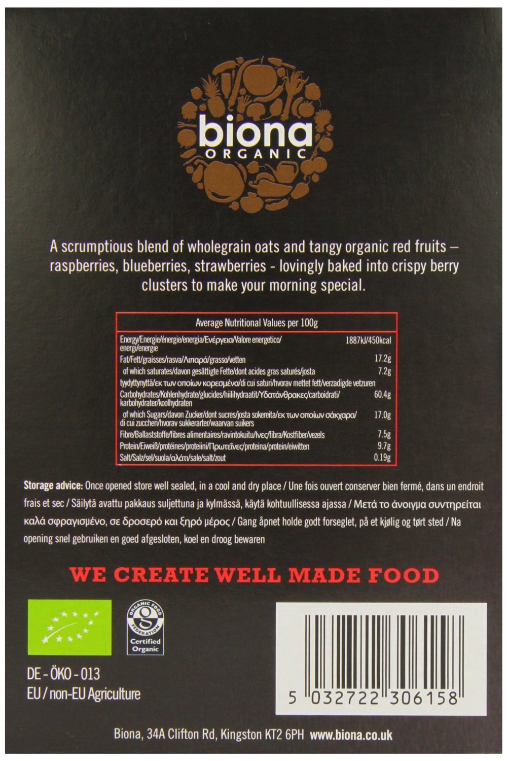 Biona Organic Wild Berry Granola 375g