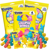 Peeps Lollipop Rings and Gummies, Multicolored Chick and Bunny Shaped Candy, Individually Wrapped Pieces (Pack of 3)