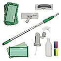 Unger Commercial SpeedClean Window Cleaning Kit, 11-Piece Set, 8-Inch Pad Holder with Microfiber Pads, 6-Foot Reach