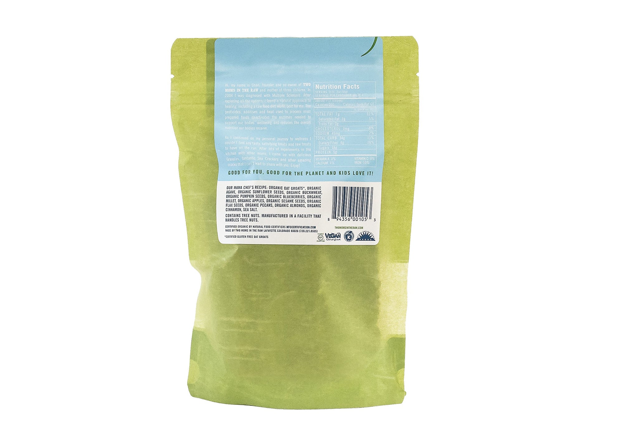 2 MOMS IN THE RAW GRANOLA BLUEBRY, 8 OZ