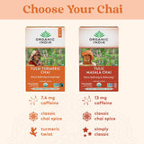 ORGANIC INDIA Tulsi Turmeric Chai Tea - Herbal Tea Bags with Caffeine, Ginger Root, Cinnamon, Holy Basil, Stress Relieving and Energizing, Immune