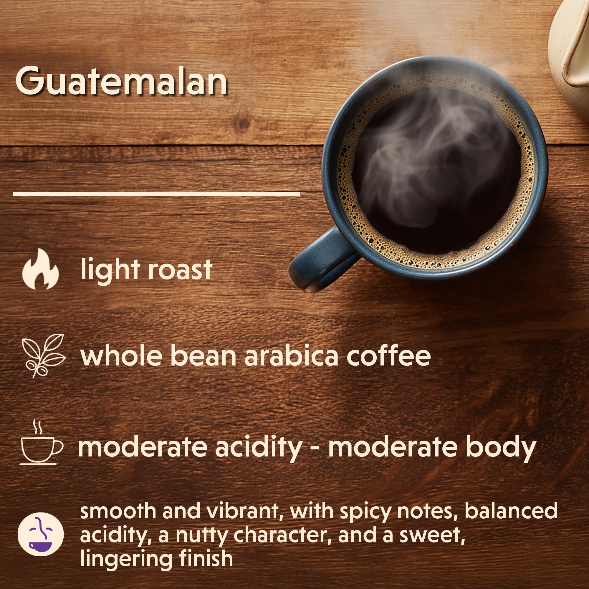 Coffee Bean Direct Guatemalan, Whole Bean Coffee, Arabica Coffee, Light Roast, 1 Pound Bag (Pack of 1)