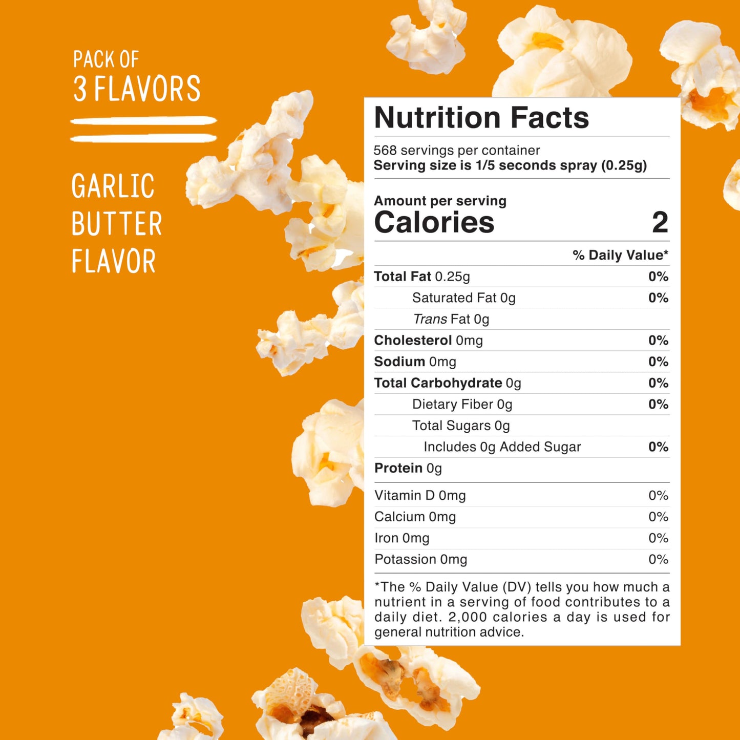 Winona Pure Popcorn Spray, Butter Garlic & Caramel, Seasoning for Snacks & Meals, 5 oz, 3 Pack