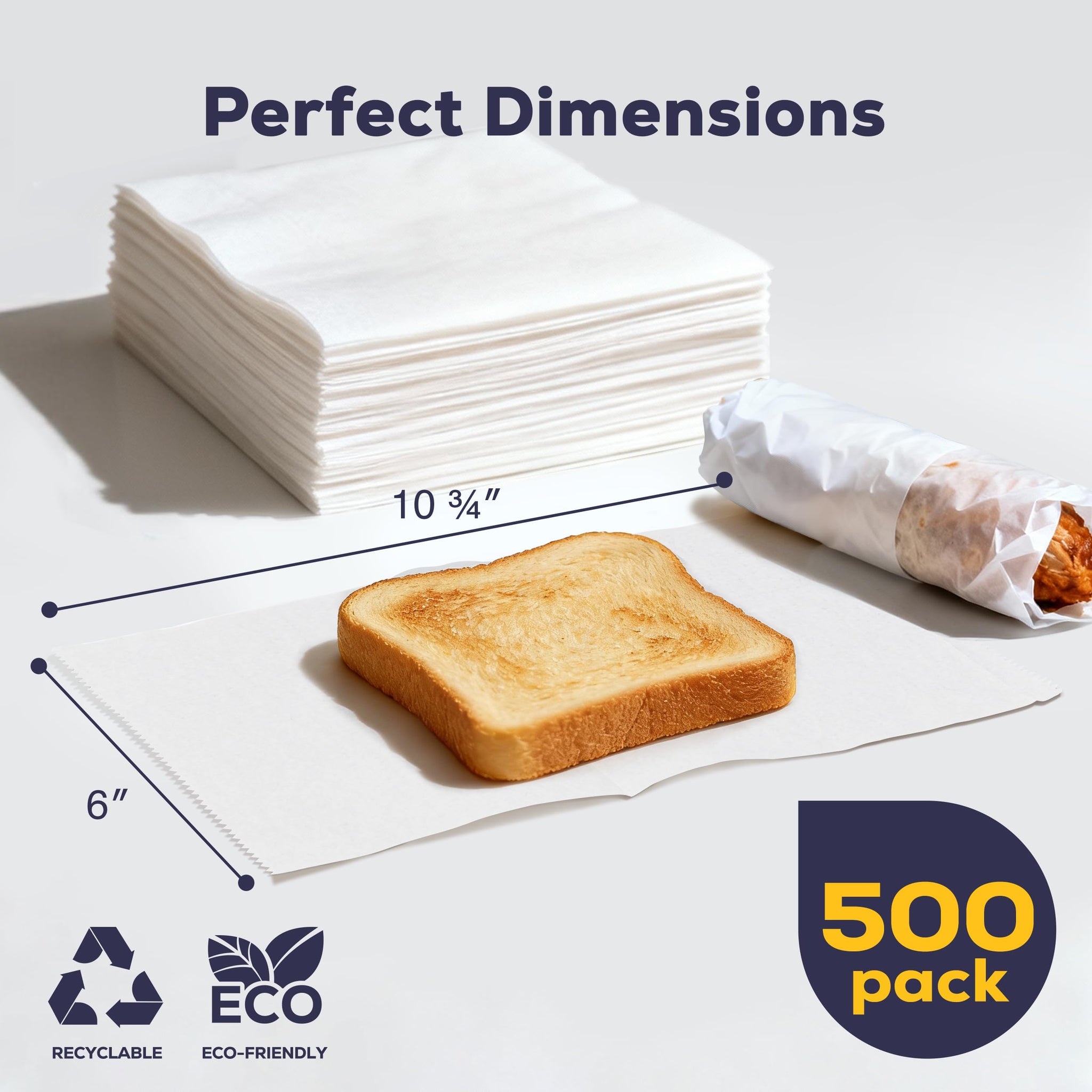 Fit Meal Prep 500 Pack 6 x 10.75 Inches Deli Wax Paper Sheets, Interfolded Pop-Up Pre-Cut Deli Wraps, Waterproof and Greaseproof Food Wrap Paper