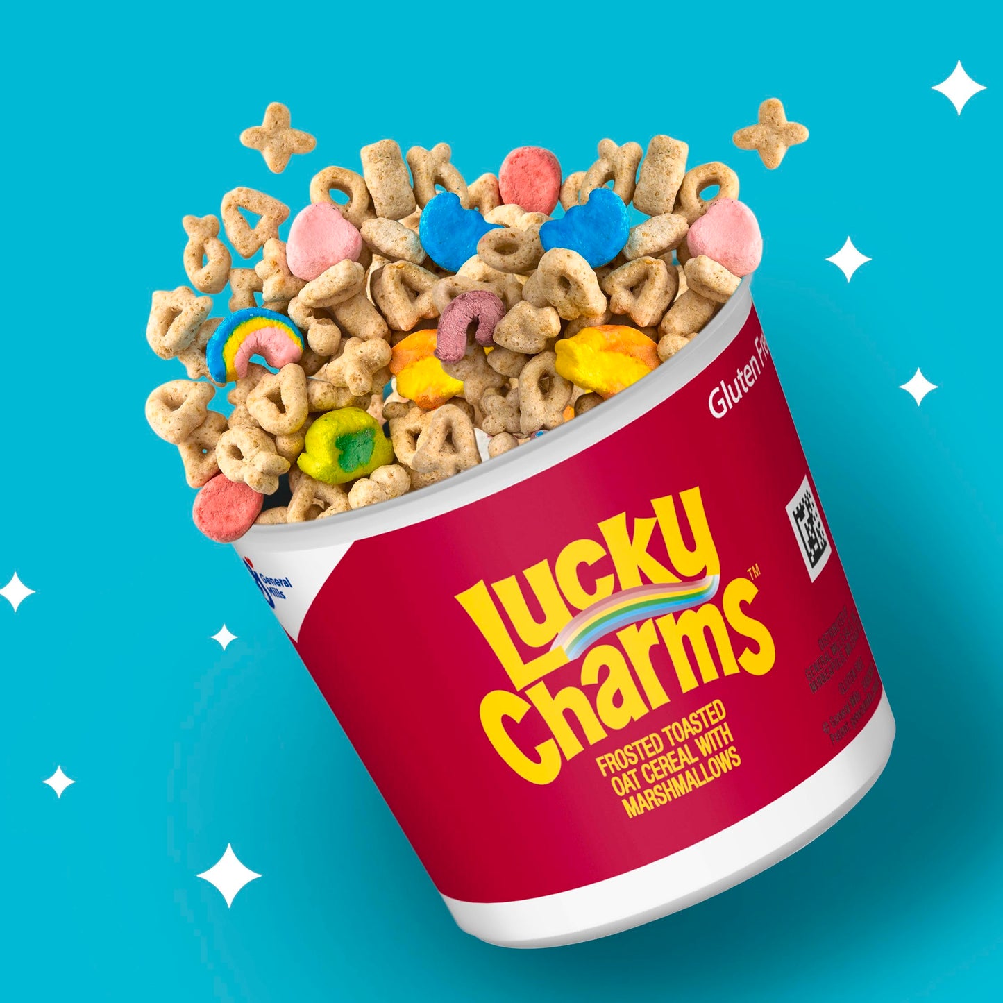 Lucky Charms Gluten Free Cereal with Marshmallows, Kids Breakfast Cereal, Made with Whole Grain, 4 Cereal Cups, 6.8 oz