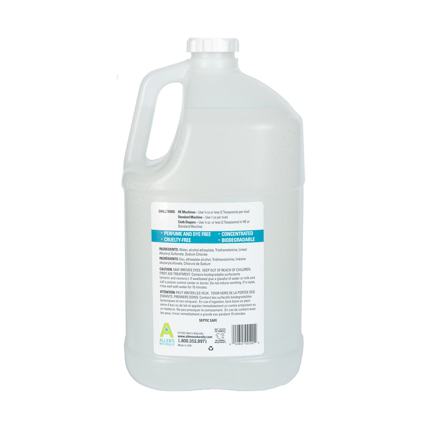 Allens Naturally Liquid Soap Laundry Detergent 1 Gallon/ 128 fl oz/ 3.78 Liters