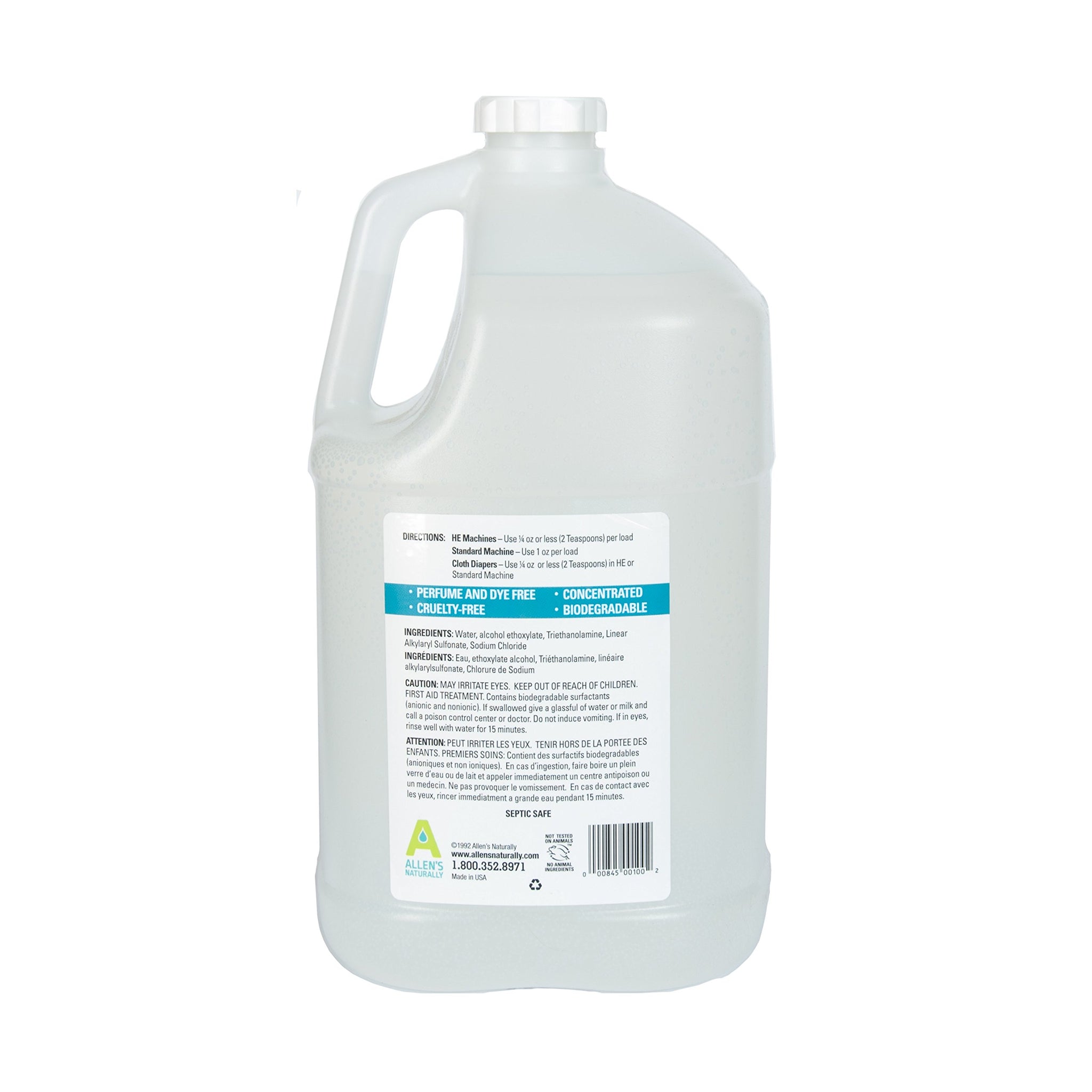 Allens Naturally Liquid Soap Laundry Detergent 1 Gallon/ 128 fl oz/ 3.78 Liters