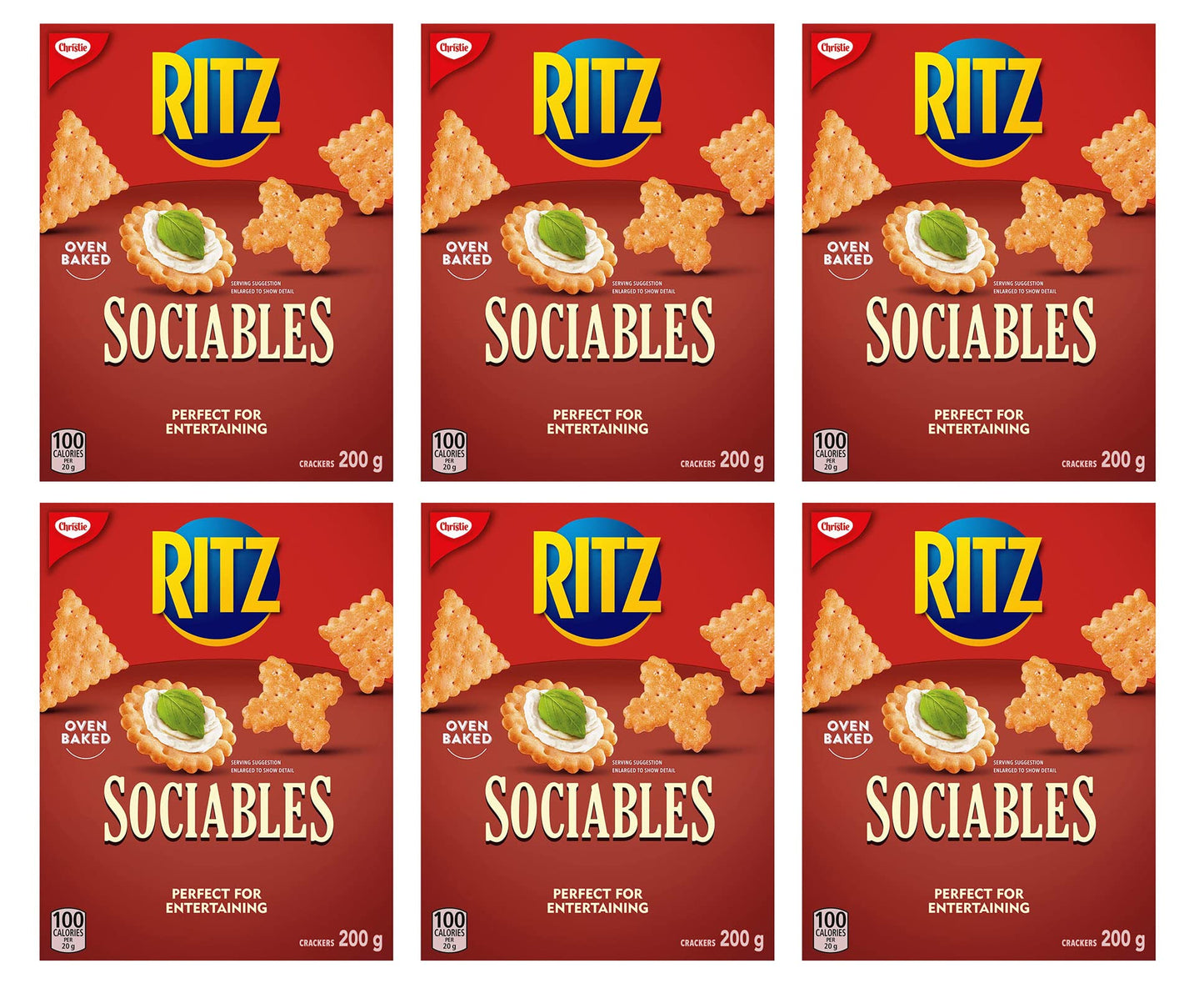 Christie Ritz Sociables Crackers, 200g//7.1oz, 6-Pack (Imported from Canada)