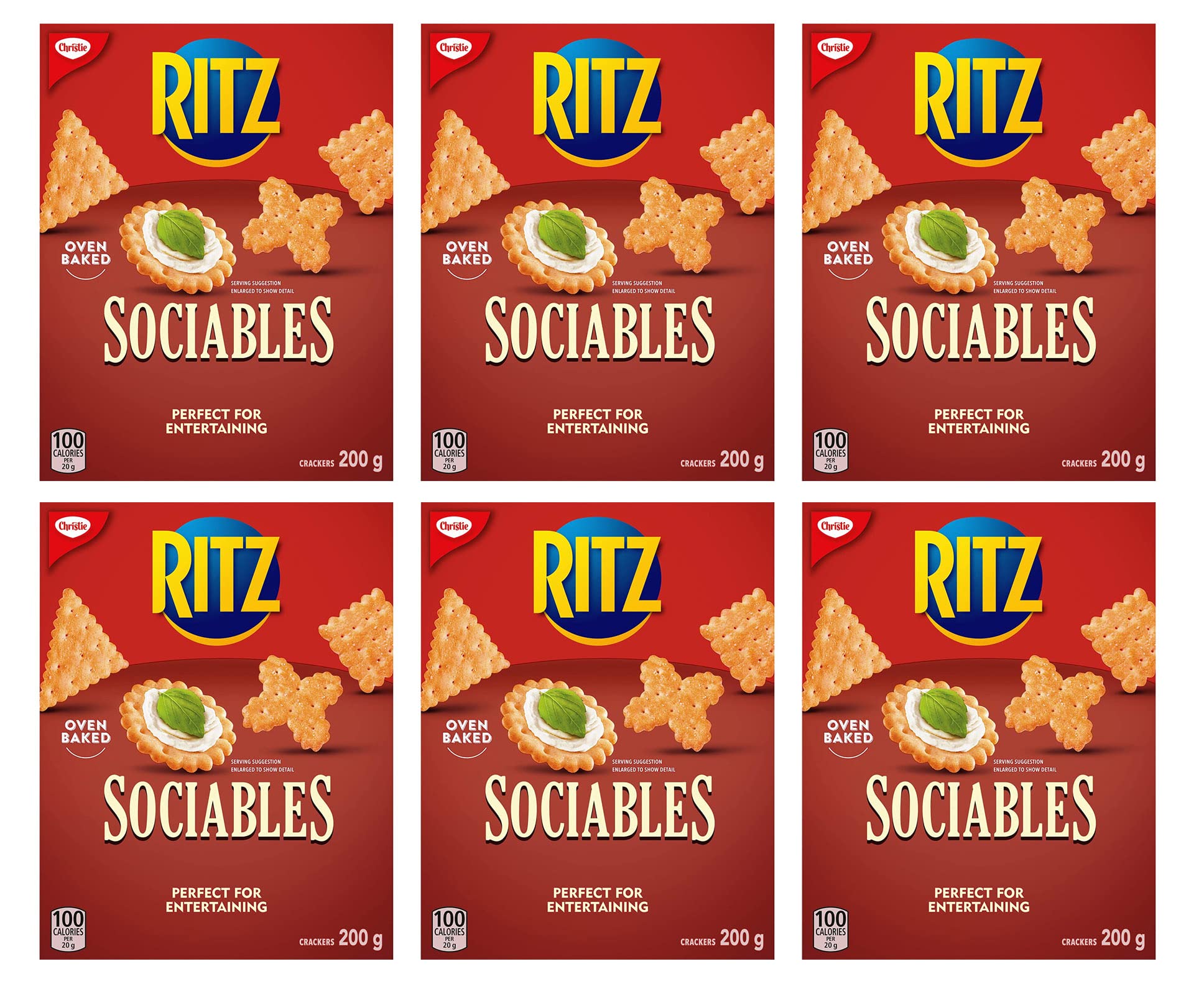 Christie Ritz Sociables Crackers, 200g//7.1oz, 6-Pack (Imported from Canada)