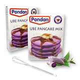 Pondan Ube Pancake Mix with Maple Flavored Syrup Set 8.818 Oz. (250 g) X 2 with Mini Stainless Steel Wire Whisk (3-Pc Set)