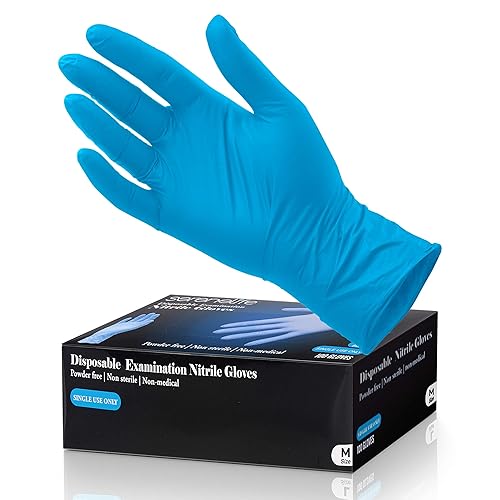 Serenelife Nitrile Disposable Latex & Powder Free Medium Gloves - Great for Kitchens, Food Handling & Cleaning Supplies - Soft & Comfortable fit