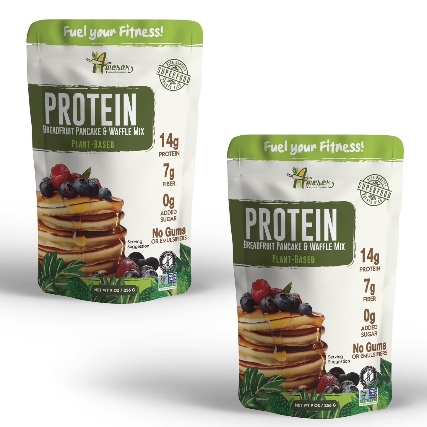 Amasar High Protein Pancake & Waffle Mix (Breadfruit-Based) 9 oz (2pk)