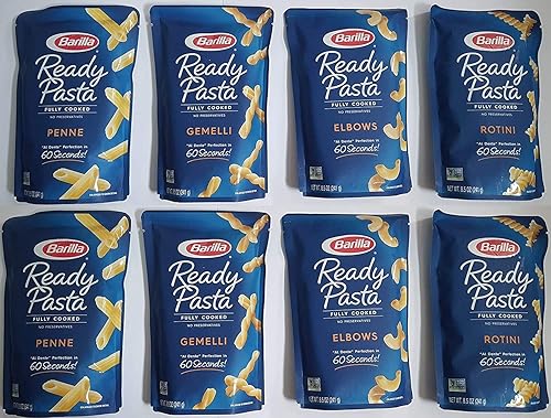 8-pack Variety, Barilla Ready Pasta: 2 pouches each of Rotini, Penne, Elbows, and Gemelli [2020]